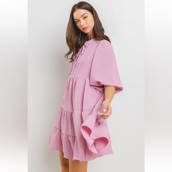 13 Boho Smocking Detail with Pintuck Front Dress - Picture 3 of 5